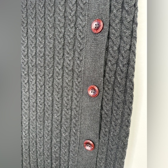 Zara Cable Knit Sweater Midi Skirt Button Accent Charcoal Grey Size Medium - Picture 4 of 5